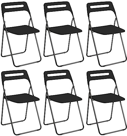 Baroni Home Platzsparender Klappastuhl, Esszimmer für Innen- und Außenbereich mit Gestell aus Stahl, 42x38x78 cm (Schwarz, 6)