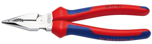 KNIPEX 08 25 185 SB Needle-Nose Combination Pliers with multi-component grips chrome-plated, 185mm