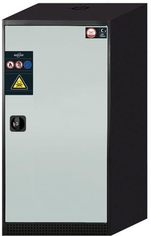 Asecos CS-Classic Chemikalienschrank mit Flügeltür Türanschlag Rechts und ZylinderschlossAnthrazitgrau/Lichtgrau, 545mm Breite, 520mm Tiefe, 1105mm Höhe