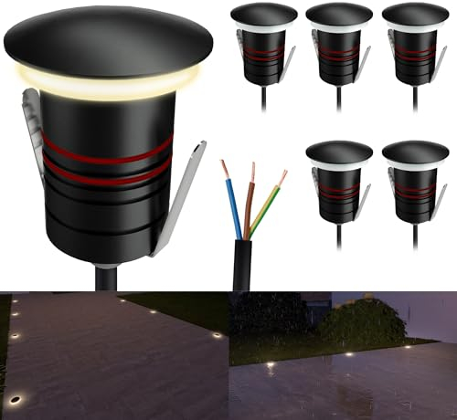 SSC-LUXon 6x JAVO Mini Garten Boden Einbau LED Leuchten 230V Licht indirekt blendfrei - Bodenlampen IP67 trittsicher wetterfest