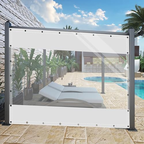 AMXFS Plane Abdeckplane Transparent mit ösen Wasserdicht 0.55mm Zeltplane aus PVC 530g/m² Wetterfeste Gewebeplane Regenplane Regenschutzplane für Pavillon, Balkon, Balkonmöbel, Gartenmöbel 2.5x8m