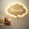 DEHOME - Lámpara de Pared Infantil Personalizada LED - Diseño de Globo Nube Estrella Sol - Luz Nocturna de Madera para Bebés y Niños - Regalo Original y Decoración para Habitación Infantil (Nube)