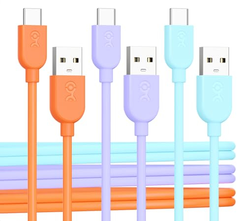 Cable Matters Lot de 3 flexibles cable USB A vers USB C avec charge rapide 3A - 0,3m (cable USB C vers USB A) en Multicolore, compatible avec iPhone 15/15 Pro/15 Plus, iPad Pro, Samsung Galaxy S23