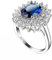 Epinki Weiß Gold Au750 18 Karat Trauringe, Blume Partnerringe mit Labor Erstellt Saphir Blau, Eheringe Moissanit Echtgold Schmuck, Gr.58 (18.5)