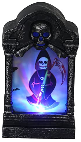 UKCOCO 4stücke Halloween Grabstein Licht Lampe Kreative Deko Für Gespenstische Atmosphäre Mit Geist Hexe Kürbis Und Schloss Für Halloween-feiern Und Dekorationen