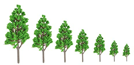 VILLCASE 7stücke Modellpappel aus Kunststoff Grüner Landschaftsbaum Pappelbaum-Modell für Gartenlandschaftsgestaltung Layout-Requisiten DIY-Material