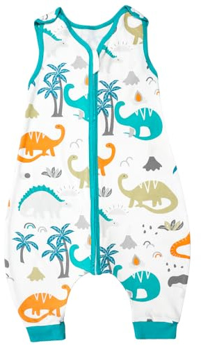 MOEMOE BABY Schlafsack mit Füßen, 0,5 Tog sommer schlafsack mit Füßen, Baumwolle Ärmellose Babyschlafsack mit Beinen Dinosaurier XL/104cm/5-7 Jahre