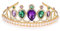 hengkaixuan Meerjungfrau Krone Prinzessin Kopfstück Tiara Krone Lila Strass Kopfschmuck Gold Stirnband Halloween Kostüm Krone für Frauen Mädchen Kinder Geburtstag Party Haarschmuck