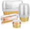 30 Pcs Mini Loaf Cake Cases, 200ML Mini Loaf Pans, Mini Loaf Tins with Lids, Reusable Aluminum Foil Baking Pans for Wedding Birthday Picnic Bread Pans Muffin Tins Containers(15 Square, 15 Round)