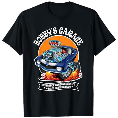 Bobby's Garage Hotrod Classic Car Design für den Namen Bobby T-Shirt