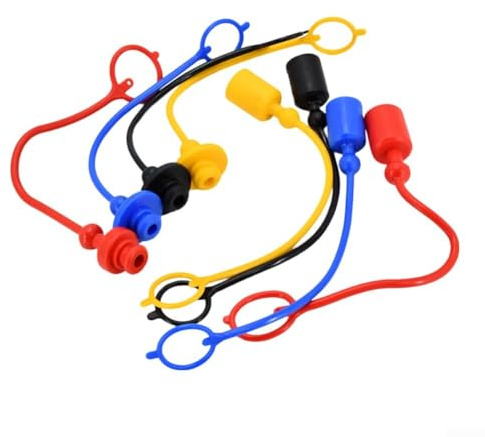Hydraulische Schnellkupplung, Staubkappe und Innenabdeckung, PVC-Gummi, Haltering hält die Kappe am Schlauch befestigt, 4 Paar