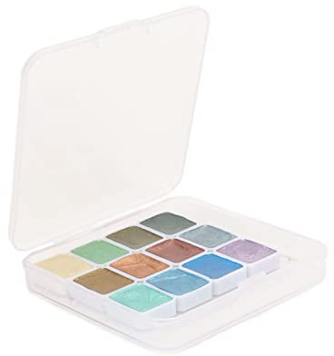 Fdit Glitzer-Aquarellfarbe, 12-Farben-Set mit Box, Ultrafeine Pigmente, Leicht zu Vermischen mit Glitzereffekt, Kalligraphie, Journaling, Nagelkunst