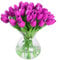 JUSTOYOU - Tulipani artificiali in lattice PU, sembrano veri al tatto, adatti per bouquet di nozze, per feste e come decorazione per la casa, 20 pezzi (lilla)