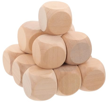 Lurrose 20-teiliges Blanko-würfelset Große Holzwürfel Für Geschichtenerzählspiele Und Basteln Sicher Und Mathe- 25 Mm Holzwürfel-spielzeug