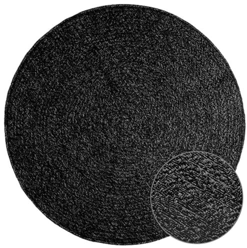vidaXL Teppich ZIZUR Anthrazit Ø 120 cm Jute-Optik Indoor und Outdoor, Fußmatte, Bodenteppich, Teppichboden, Bodenmatte, Flächenvorleger, Innenteppich