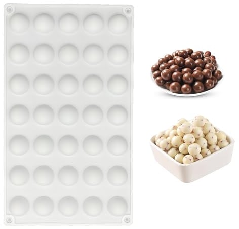 duoyif Silikonform Halbkugel 35 Löcher Ø 2,5cm Backform für Schokolade | Schokoladenform Halbkugel, BPA-frei, Ball Süßigkeitenform, Kugelform, Silikon Halbkugelform Für Pralinen Kuchen Dekor Kugeln