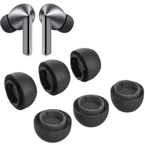 Adhiper 3 Pairs Ear Tips for Galaxy Buds3 Pro (2024), S/M/L 3 Sizes Memory Foam Eartips Earbuds Earplug Replacement Fit in Case Compatible with Samsung Galaxy Buds 3 Pro (Black)