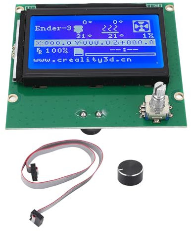 3D-Drucker Reprap Smart Controller, 3D-Drucker LCD-Display Monitor Motherboard 12864 Blaues Bedienfeld mit Flachbandkabel für Ender 3 3s 3X 3 Pro