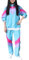 Generisch Neon Netz Shirt 10Tgl. 80er Jahre Outfit Accessoires Haarreif Halskette Handschuhe Beinstulpen 80er Kostüm Accessoires Karneval Cosplay Party Glitzerkostüm Tütü Damen Schwarz Lang