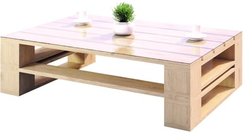 Lermowood Palettenmöbel Mp Couchtisch 120 x 80 x 40 cm Natur | Europaletten Indoor und Outdoor Lounge Gartenmöbel Holz Gartenmöbel Set Lounge Möbel Terrasse Balkon Loft Stil Paletten