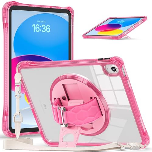 Funda para tableta Case Compatible with iPad 10th Generation Case 10.9 Inch 2022 Case, Sturdy Full-Body Shockproof Protective Case with Rotating Stand, Hand/Shoulder Strap Compatible with iPad 10th Ge