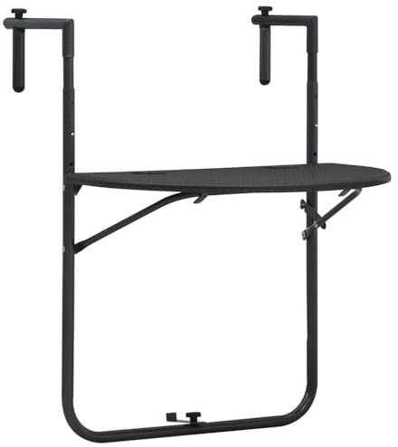LVHUIDEH Klappbar Balkonhängetisch - Halbrundes Design Tischplatte - Hängetisch - Balkongeländer Tisch für Terrasse Garten, 60 x 64 x 83,5 cm, Kunststoff