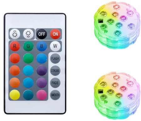 Anluomania Luci Piscina 2 Pezzi, LED Sommergibili Con Telecomando, Luce Subacquea, Luci per Piscina 16 Colori, IP68 Impermeabilità, per Laghetto, Light LED Impermeabili per Acquario, Stagno