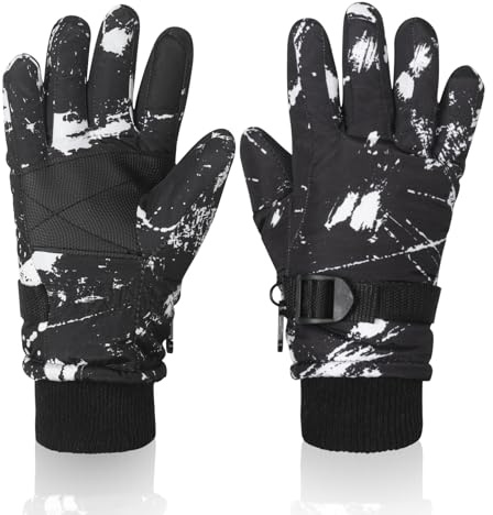 Nattork Youth Ski Ice Skating Gloves, Waterproof Winter Snowboard Gloves Warm Touchscreen for Big Kids Boys Girls Unisex Women Skiing Cycling
