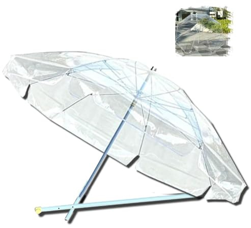 ZIUSFAC Klar Terrassenschirm 220cm Groß Gartenschirm Durchsichtiger Regenschirm Höhenverstellbar Sonnenschirm Für Balkon Pool Deck