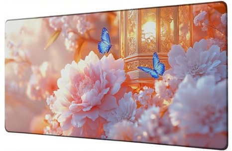 Gaming Mauspad Retro XXL Mousepad 600x300 mm Schreibtischunterlage Schmetterling Mauspad Groß Verbessert Präzision und Geschwindigkeit Mousepad rutschfeste Desk Mat, für Gaming Büro Zubehör D-87