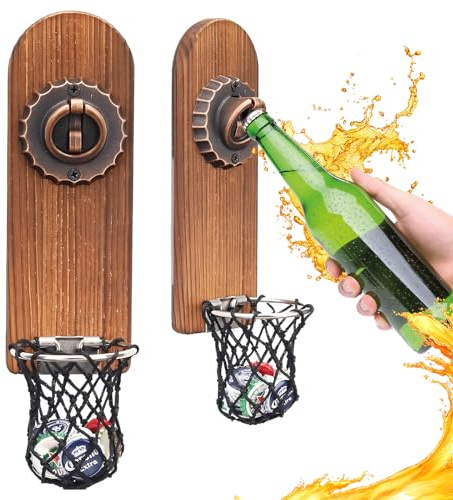 Apribottiglie Magnetico da Legno con Raccoglitore Tappi,Apribottiglie Magnetico,apribottiglie da Parete Vintage,Regalo per Gli Amanti della Birra,Utilizzare Come Decorazione per Cucina Patio Bar