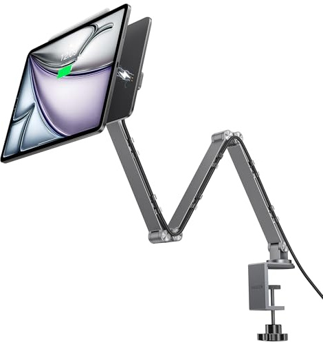 LULULOOK Magnetisch Halterung für iPad Air 11'' M3(2025)/M2, Aluminium Faltbar iPad Pro Ständer für Pro 11'' 1st/2nd/3rd/4th, Air 4th/5th,18W Aufladen Tablet Halter Tisch mit USB C Kabel