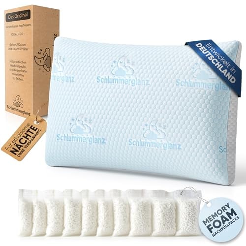 Memory Foam Nackenkissen - Kopfkissen 40x80 höhenverstellbar - Ergonomisches orthopädisches Kopfkissen Nackenschmerzen Rücken und Seitenschläfer - Premium Füllung Anti Schnarch - richtige Höhe finden