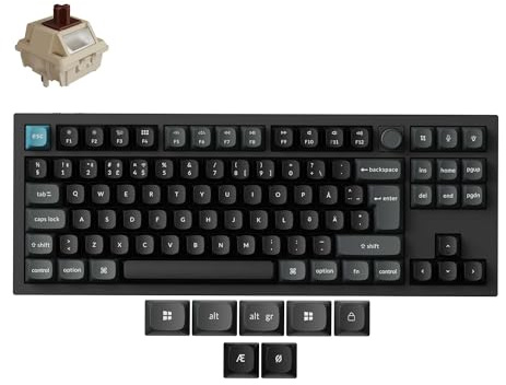 Keychron Q3 Ultra 8K Kabellose mechanische Tastatur ZMK, 80% ISO-DE-Layout | 8000 Hz, Vollmetallgehäuse, 2,4 GHz / BT 5.3 / USB-C, Braune Schalter, Schwarze Gaming-Tastatur für Mac, Windows und Linux