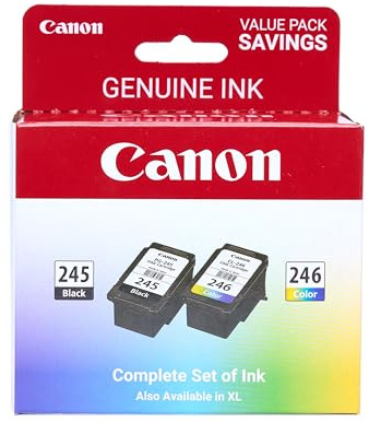 Canon PG-245 / CL-246 Genuine Ink Value Pack (2 Cartridges), Compatible with iP2820, MG2420/2924/2920/3020/2522/2525, MX492, TS3120/302/302a/202/202a/4520/3320
