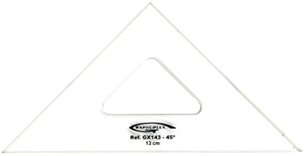 Graphoplex Zeichendreieck, 45 ° 3 Kanten Rechte transparent 13 cm durchsichtig
