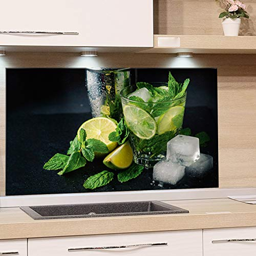 GRAZDesign Rückwand Küche Limetten - Küchen Spritzschutz Herd Caipirinha - Küchenrückwand Glas Cocktail / 80x50cm