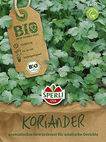 SPERLI BIO Blattkoriandersamen - Blattkoriander, Koriander/Kräuter Samen für den Garten - Saatgut für ca. 100 Pflanzen - aromatisches Gewürzkraut, asiatische Küche, frosthart, mehrjährig