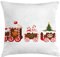 ABAKUHAUS Weihnachten Kissenbezug, Lebkuchen-Zug, Digitaldruck Wasser Resistent Farbfest mit Reißverluß und Waschbarer Kissenhülle, 40 x 40 cm, Zinnoberrot Weiß Braun