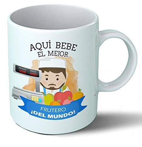 Planetacase - Taza frutero - Regalo Original - Cerámica 330 mL - Taza Desayuno Apta para Microondas y Lavavajillas - fruteros - Resistente a Lavados