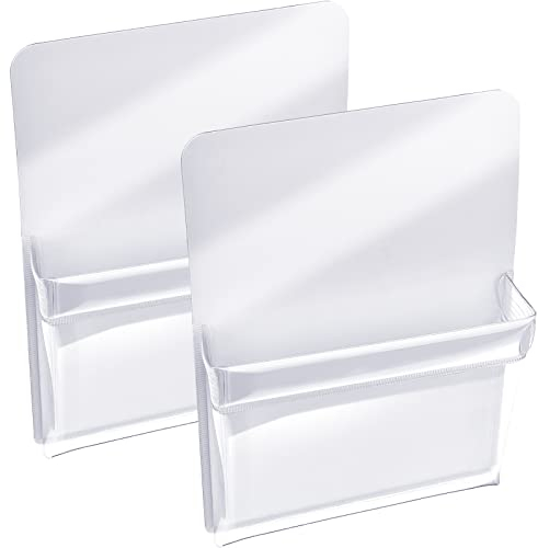 2 Pieces Magnetic Pencil Holder Plastic Cup Pencil Holders Storage Pocket for Refrigerator Whiteboard Pens Markers Locker Accessories