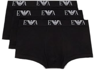 Emporio Armani Herren Men's Basic - Essential Monogram 3-pack Trunk Boxershorts, Black/Black/Black, L