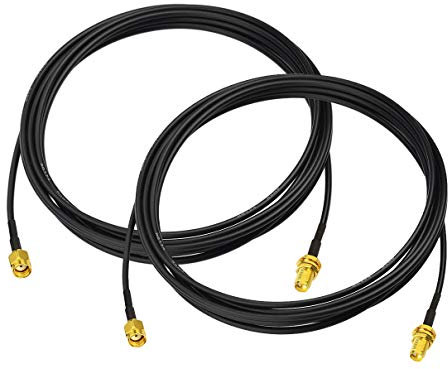 Bingfu WiFi Antenna Extension Cable 2-Pack RP-SMA Male to RP-SMA Female Bulkhead Mount RG174 Cable 3m 10 feet for WiFi Router Security IP Camera Wireless Network Card Adapter