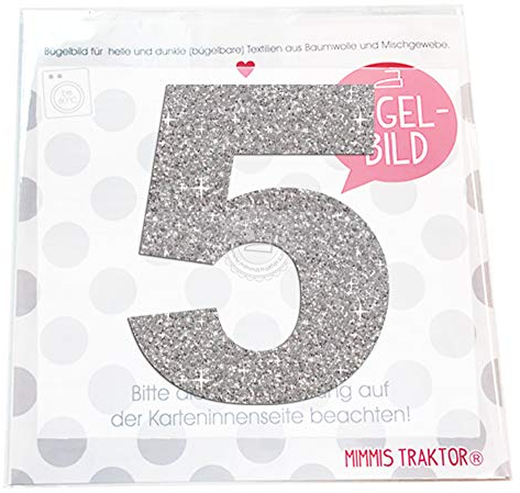 GLITZER Bügelbild Zahl Wunschzahl 10 cm Geburtstags Shirt 0 1 2 3 4 5 6 7 8 9 Aufbügler Applikationen Bügelsticker für Stoffe Textilien Kinder zum Aufbügeln Flicken, Farbe:Glitzer silber, Zahl:5