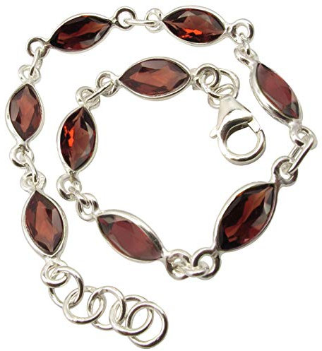 SilverStarJewel Granat Januar Geburtstein Armband 20,07 cm Solid Sterling Silber Damen Geschenk