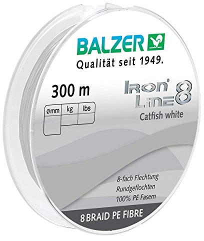 Balzer Iron Line 8 Catfish - 300m geflochtene Angelschnur, Farbe:Weiß, Durchmesser/Tragkraft:0.70mm / 89.0kg
