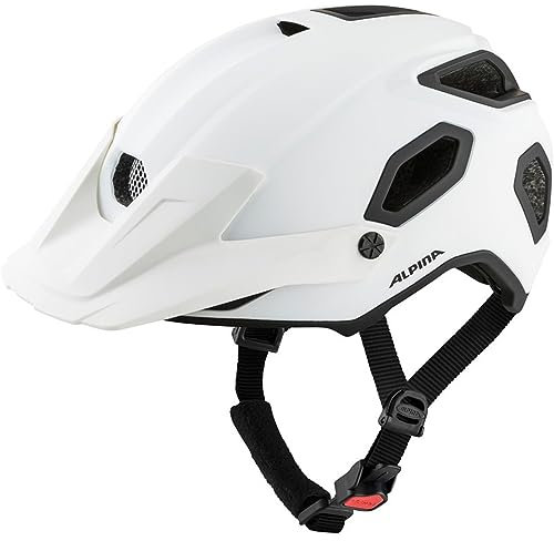 Alpina COMOX - Widerstandsfähiger, Stoßabsorbierender & Anpassbarer Enduro Fahrradhelm Mit kurzem Schild Für Erwachsene, White matt, 52-57 cm
