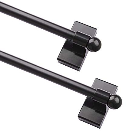 BOOM JOG Magnetische Vorhangstangen, vielseitig verwendbar, verstellbar, für Metalltüren, magnetische Stangen, 40,6 - 71,1 cm, 1,27 cm Durchmesser, 2 Stück, schwarz
