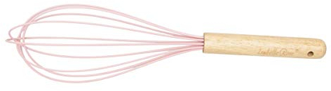 Isabelle Rose Frusta A Mano in Silicone da Cucina Manico in Legno Manuale per Dolci Uova - Antiaderente AntiGraffio - Rosa