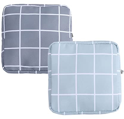 2 Pack Sanitary Napkin Storage Bag, Portable Period Pad Pouch for Purse, Waterproof Oxford Cloth Tampon Holder Case, Compact Menstrual Cup Carry Bag with Zipper
